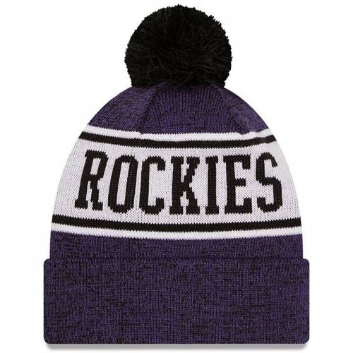 Black ニューエラ Knit 紫 紫 Banner メンズキャップ ニューエラ New バッグ バッグ ロッキーズ ニット Purple Pom With Cuffed Hat エラ Era コロラド Rck パープル