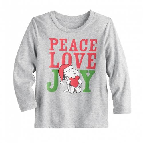 肌触りがいい Tシャツ カットソー Tee Snoopy Joy Love Peace Toddler Beans Jumping Gray Heather グレイ グレー 灰色 ヘザー Tシャツ 赤ちゃん用 ベビー Beans Jumping キッズ Tシャツ トップス マタニティ ベビー Moto Stojany Cz