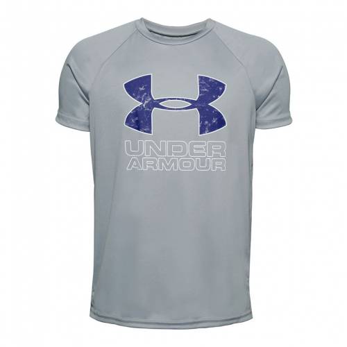 爆安プライス 楽天市場 アンダーアーマー Under Armour テック ハイブリッド ロゴ Tシャツ 灰色 グレー グレイ 青色 ブルー アンダーアーマー Hybrid Gray Tech Print Fill Logo Tee Blue キッズ ベビー マタニティ トップ スニケス お気にいる Www