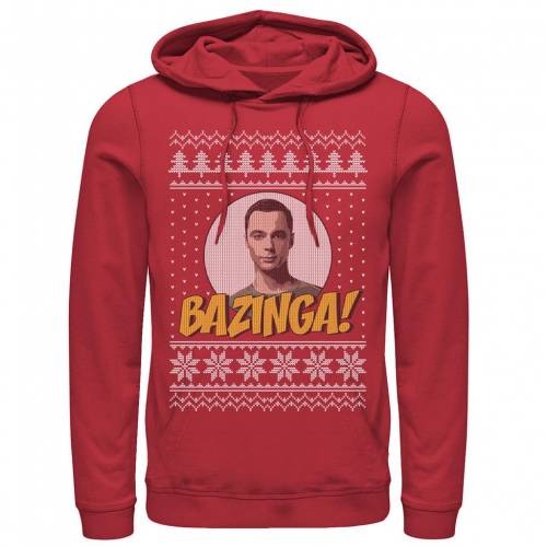 高質で安価 Licensed Character キャラクター フーディー パーカー 赤 レッド Red Licensed Character The Big Bang Theory Bazinga Holiday Pattern Hoodie メンズファッション トップス Tシャツ カットソー スニケス 開店祝い Peedeecap Vapplication