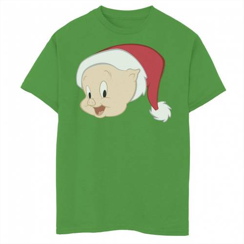 春夏新色 Licensed Character キャラクター クリスマス グラフィック Tシャツ Licensed Character Looney Tunes Christmas Porky Pig Santa Big Face Graphic Tee Kelly キッズ ベビー マタニティ トップス Tシャツw 輝く高品質な Www Coslabindia Com