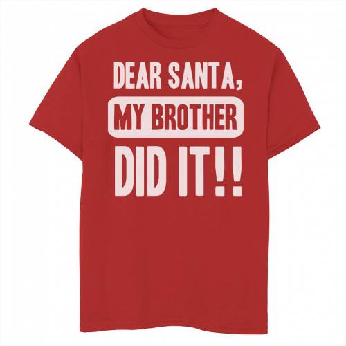 【★Fashion THE SALE★7/12午前10時迄】キャラクター クリスマス グラフィック Tシャツ 赤 レッド 【 LICENSED CHARACTER DEAR SANTA MY BROTHER DID IT CHRISTMAS GRAPHIC TEE / RED 】 キッズ ベビー マタニティ トップス カットソー画像
