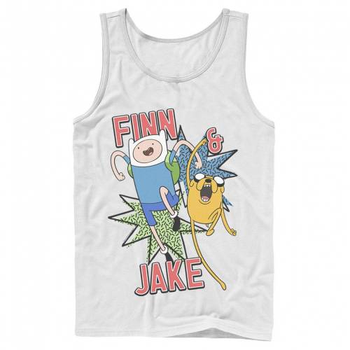 お歳暮 Licensed Character キャラクター タイム タンクトップ 白色 ホワイト Licensed Character Cartoon Network Adventure Time Finn Jake Kapows White メンズファッション トップス Tシャツ カットソー 爆安プライス Belladentestetic Com