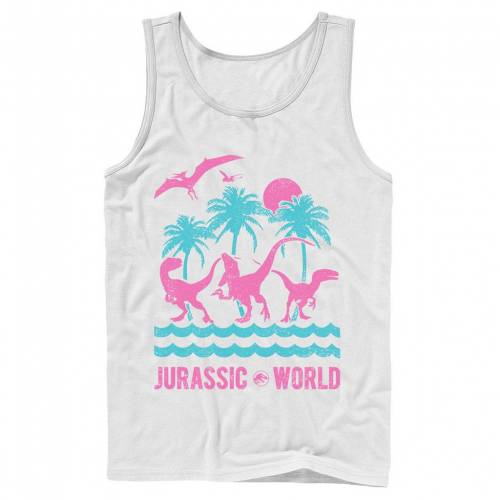 コンビニ受取対応商品 Licensed Character キャラクター タンクトップ 白色 ホワイト Licensed Character Jurassic World Two Dinosaur Beach Retro Tank White メンズファッション トップス Tシャツ カットソー スニケス 12月スーパーsale 15 Off