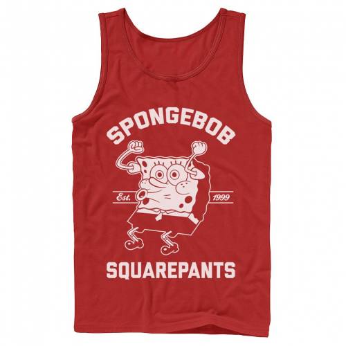 美しい Licensed Character キャラクター スポンジボブ タンクトップ 赤 レッド Red Licensed Character Nickelodeon Spongebob Squarepants Excited Established 99 Tank メンズファッション トップス Tシャツ カットソ 数量は多 Masmorracine Com Br