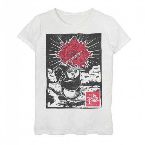 Tシャツ カットソー 新しい季節 Fu Kung Character Licensed ホワイト 白色 Tシャツ グラフィック アクション キャラクター Character Licensed Panda トップス マタニティ ベビー キッズ White Tee Graphic Poster Woodcut Pose Action Po Master Mygoat Co
