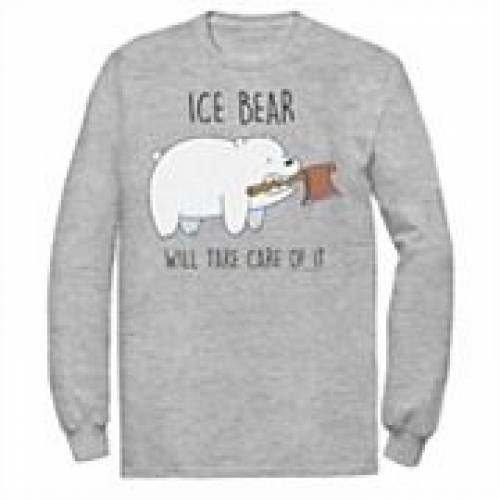 ホットセール Tシャツ カットソー Axe It Of Care Take Bear Ice Bears Bare Network Cartoon Character Licensed Heather Sleeve 長袖 ヘザー Tシャツ スリーブ カルベアーズ ゴールデンベアーズ キャラクター Character Licensed Tee メンズフ Athletic Dgb Gov Bf