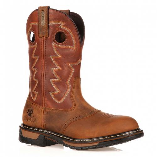 ロッキー ウェスタン ブーツ 茶色 ブラウン 11IN. ワークブーツS 【 ROCKY ORIGINAL RIDE BRANSON ROPER 11-IN. WATERPROOF WESTERN WORK BOOTS / SAFFRON BROWN 】 メンズ