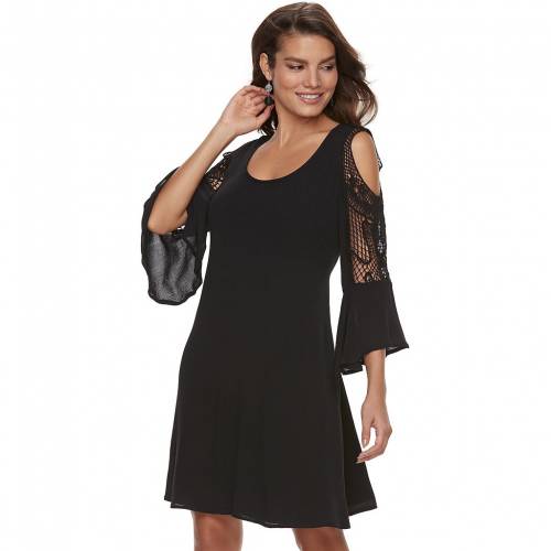 スウィング ドレス 【 NINA LEONARD CROCHET COLD-SHOULDER SWING DRESS / 】 レディースファッション