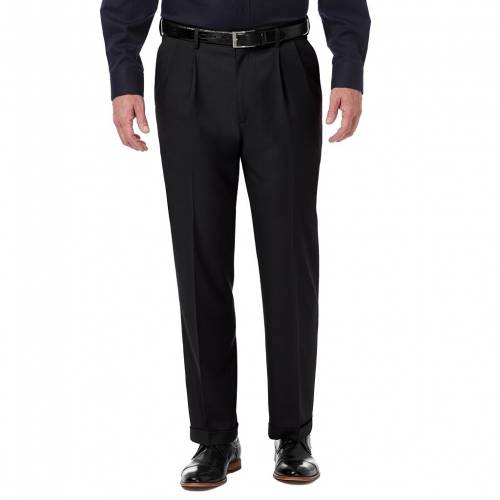 割り増し金 お召しもの MEN’S 【 HAGGAR PREMIUM COMFORT EXPANDABLE-WAIST CLASSIC-FIT STRETCH PLEATED DRESS PANTS / 】 メンズ流行り物 ズボン ズボン下 メンズファッション-ズボン・パンツ