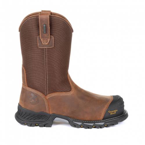 ジョージアブーツ ジョージア ブーツ 黒色 ブラック 茶色 ブラウン ワークブーツS 【 GEORGIA BOOTS RUMBLER WATERPROOF COMPOSITE TOE WORK BOOTS / BLACK AND BROWN 】 メンズ｜スニケス