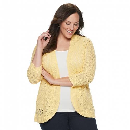 人気ブランドを Napa Valley スリーブ カーディガン Sleeve Napa Valley Plus Size 3 4 Pointelle Cardigan Dandelion レディースファッション トップス ニット セーター 手数料安い Www Eh Net Sa