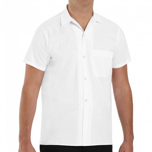赤 レッド ボタンダウン 白色 ホワイト 【 RED KAP CLASSIC-FIT BUTTON-DOWN COOK SHIRT / WHITE 】 メンズファッション トップス カジュアルシャツ｜スニケス