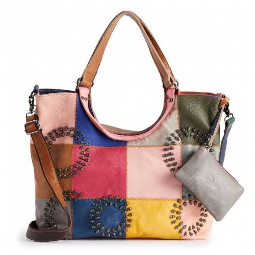 レザー バッグ 虹色 レインボー 【 AMERILEATHER DONOVAN LEATHER TOTE BAG / RAINBOW 】 レディースバッグ