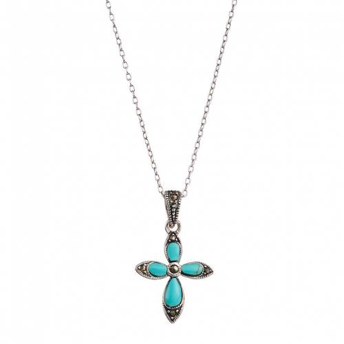 銀色 シルバー ネックレス & 【 UNBRANDED STERLING SILVER SIMULATED TURQUOISE MARCASITE CROSS PENDANT NECKLACE / MULTI NONE 】 ジュエリー アクセサリー レディースジュエリー ペンダント｜スニケス