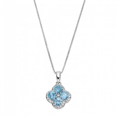 銀色 シルバー 青色 ブルー 白色 ホワイト ネックレス & 【 GEMMINDED STERLING SILVER BLUE WHITE TOPAZ FLOWER PENDANT NECKLACE / 】 ジュエリー アクセサリー レディースジュエリー ペンダント