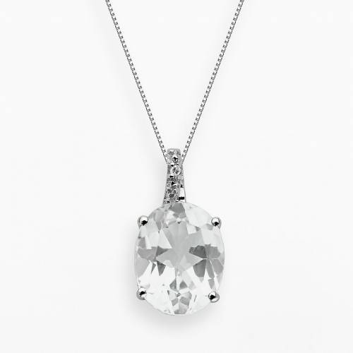 銀色 シルバー 白色 ホワイト ダイヤモンド 【 GEMMINDED STERLING SILVER WHITE TOPAZ AND DIAMOND ACCENT OVAL PENDANT / 】 ジュエリー アクセサリー レディースジュエリー ネックレス ペンダント｜スニケス
