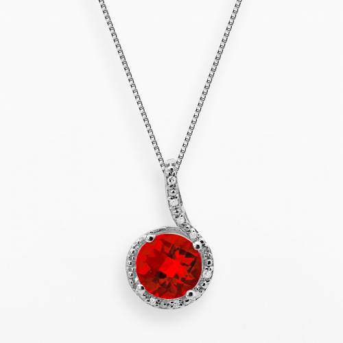 銀色 シルバー ダイヤモンド 赤 レッド 【 GEMMINDED STERLING SILVER LAB-CREATED RUBY AND DIAMOND ACCENT PENDANT / RED 】 ジュエリー アクセサリー レディースジュエリー ネックレス ペンダント