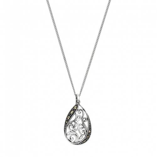 銀色 シルバー ネックレス 灰色 グレー ?STERLING 【 TORI HILL SILVER MARCASITE TEARDROP PENDANT NECKLACE / GREY 】 ジュエリー アクセサリー レディースジュエリー ペンダント