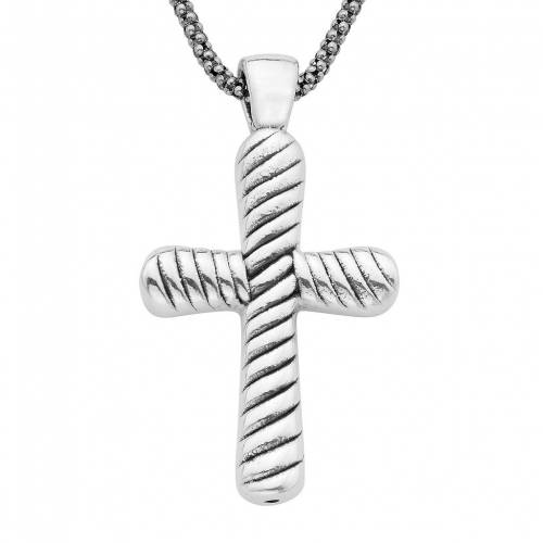 銀色 シルバー ネックレス A&M 【 STERLING SILVER RIBBED CROSS NECKLACE / STERLING SILVER 】 ジュエリー アクセサリー レディースジュエリー ペンダント|スニケス