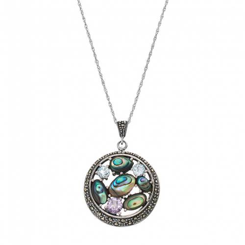 銀色 シルバー ネックレス ?STERLING & 【 TORI HILL SILVER ABALONE CUBIC ZIRCONIA CIRCLE PENDANT NECKLACE / MULTI NONE 】 ジュエリー アクセサリー レディースジュエリー ペンダント|スニケス