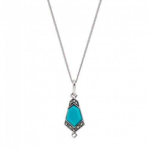 銀色 シルバー ネックレス ?STERLING & 【 TORI HILL SILVER SIMULATED TURQUOISE MARCASITE GEOMETRIC PENDANT NECKLACE / MULTI NONE 】 ジュエリー アクセサリー レディースジュエリー ペンダント