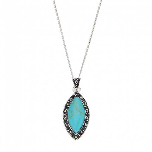 銀色 シルバー ?STERLING & 【 TORI HILL SILVER SIMULATED TURQUOISE MARCASITE PENDANT / MULTI NONE 】 ジュエリー アクセサリー レディースジュエリー ネックレス ペンダント