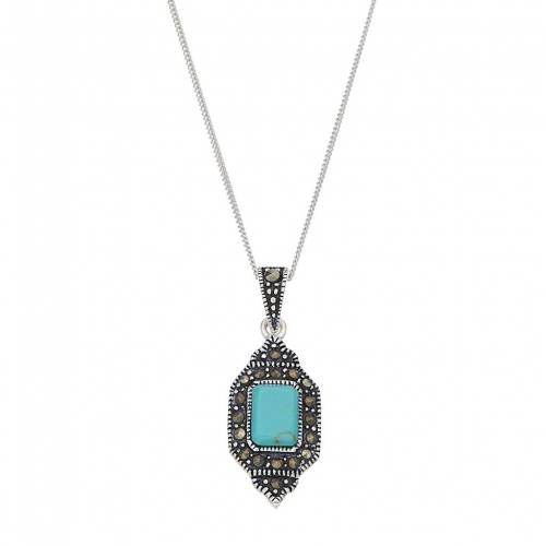 銀色 シルバー ?STERLING & 【 TORI HILL SILVER SIMULATED TURQUOISE MARCASITE PENDANT / MULTI NONE 】 ジュエリー アクセサリー レディースジュエリー ネックレス ペンダント