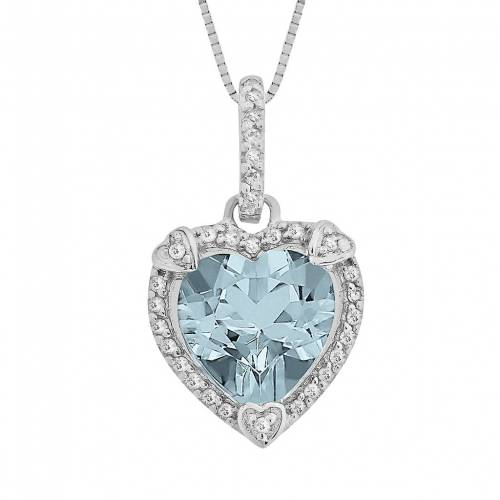 銀色 シルバー アクアマリン ダイヤモンド アクア 【 GEMMINDED STERLING SILVER LAB-CREATED AQUAMARINE AND DIAMOND ACCENT HEART FRAME PENDANT / AQUA 】 ジュエリー アクセサリー レディースジュエリー ネックレス|スニケス