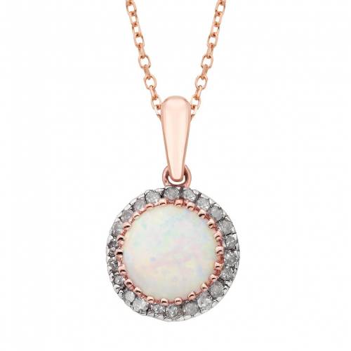 ダイヤモンド ローズ ゴールド ネックレス & T.W. 【 UNBRANDED LAB-CREATED OPAL 1/8 CARAT DIAMOND 10K ROSE GOLD PENDANT NECKLACE / 】 ジュエリー アクセサリー レディースジュエリー ペンダント