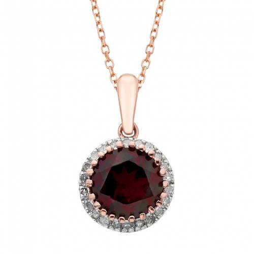 ローズ ゴールド ダイヤモンド ネックレス & T.W. 【 UNBRANDED 10K ROSE GOLD GARNET 1/8 CARAT DIAMOND PENDANT NECKLACE / 】 ジュエリー アクセサリー レディースジュエリー ペンダント