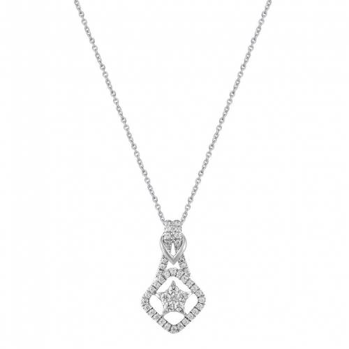 オーラ 銀色 シルバー ダイヤモンド ネックレス T.W. 【 ROYAL AURA STERLING SILVER 1/4 CARAT DIAMOND STAR PENDANT NECKLACE / TWO TONE 】 ジュエリー アクセサリー レディースジュエリー ペンダント