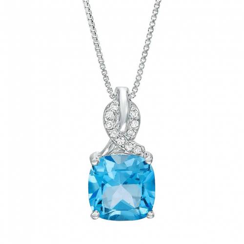 銀色 シルバー 青色 ブルー ダイヤモンド ネックレス & 【 GEMMINDED STERLING SILVER BLUE TOPAZ DIAMOND ACCENT PENDANT NECKLACE / 】 ジュエリー アクセサリー レディースジュエリー ペンダント
