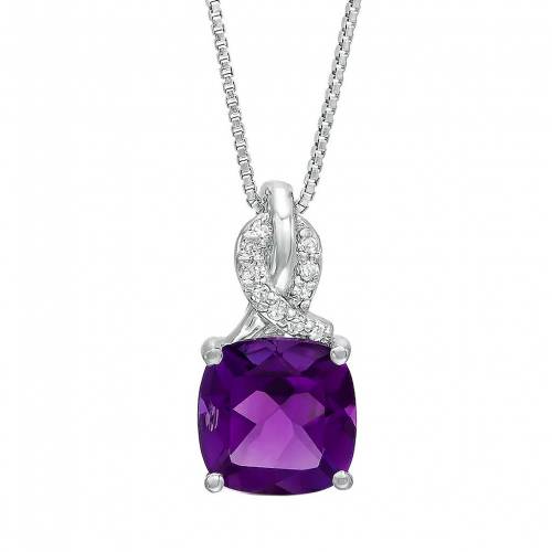 銀色 シルバー ダイヤモンド ネックレス & 【 GEMMINDED STERLING SILVER AMETHYST DIAMOND ACCENT PENDANT NECKLACE / 】 ジュエリー アクセサリー レディースジュエリー ペンダント｜スニケス