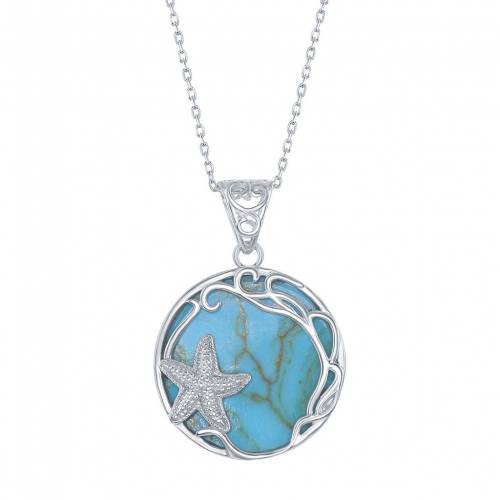 銀色 シルバー ネックレス 【 UNBRANDED STERLING SILVER SIMULATED TURQUOISE STARFISH NECKLACE / 】 ジュエリー アクセサリー レディースジュエリー ペンダント