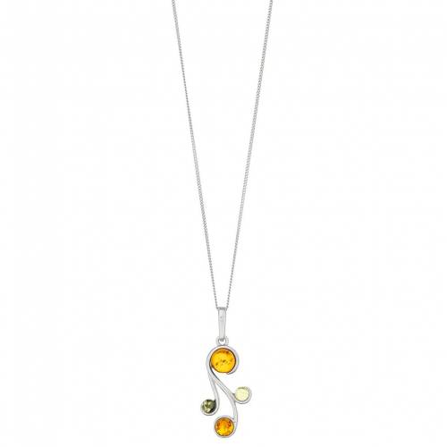 銀色 シルバー 【 UNBRANDED STERLING SILVER MULTI COLORED AMBER PENDANT / 】 ジュエリー アクセサリー レディースジュエリー ネックレス ペンダント