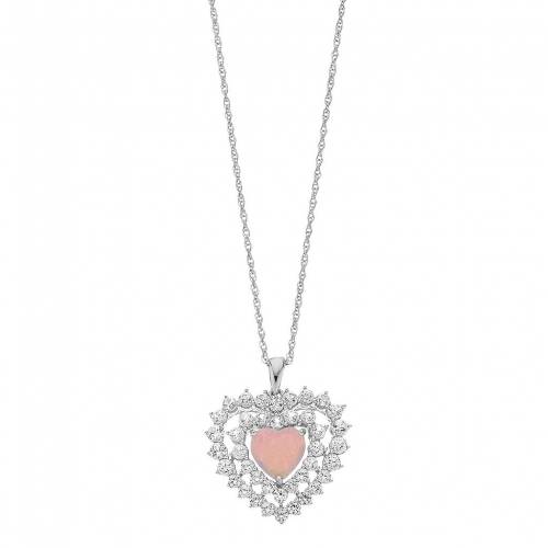 銀色 シルバー ピンク 白色 ホワイト ネックレス & 【 UNBRANDED STERLING SILVER LAB-CREATED PINK OPAL WHITE SAPPHIRE HEART PENDANT NECKLACE / 】 ジュエリー アクセサリー レディースジュエリー ペンダント