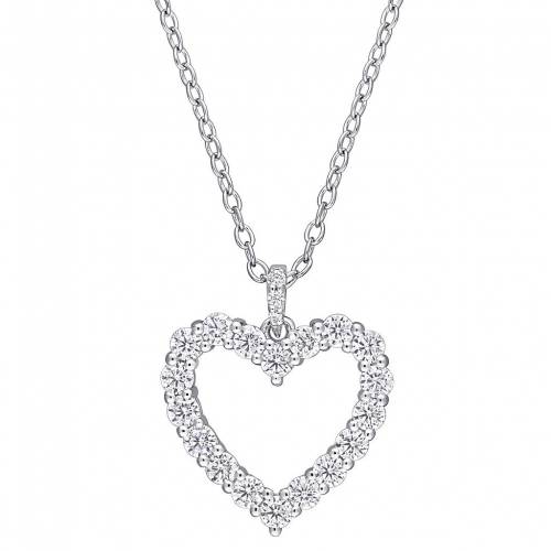 銀色 シルバー ネックレス T.W. 【 STELLA GRACE STERLING SILVER 1/2 CARAT LAB CREATED MOISSANITE HEART PENDANT NECKLACE / 】 ジュエリー アクセサリー レディースジュエリー ペンダント｜スニケス