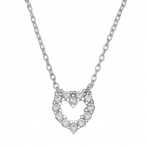 ネックレス 銀色 シルバー 【 PRIMROSE CUBIC ZIRCONIA OPEN HEART NECKLACE / SILVER TONE 】 ジュエリー アクセサリー レディースジュエリー ペンダント