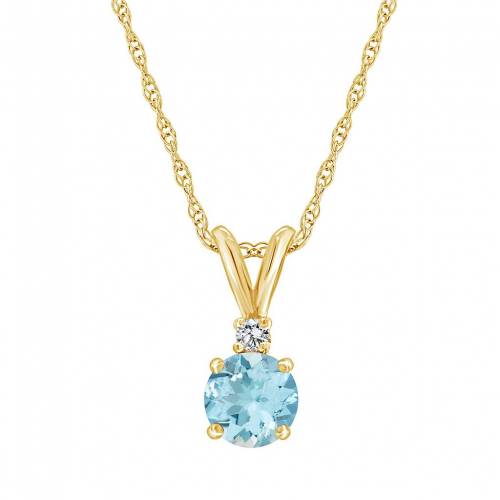 Unbranded 黄色 Gold ジュエリー イエロー 金色 ゴールド アクアマリン ダイヤモンド Unbranded ネックレス Yellow Unbranded 14k Gold 6mm Round Aquamarine Diamond Accent Pendant Necklace ジュエリー アクセサリー レディースジュ スニケスファッションブランド