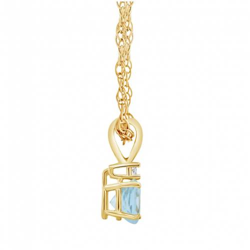 Unbranded 黄色 Gold ジュエリー イエロー 金色 ゴールド アクアマリン ダイヤモンド Unbranded ネックレス Yellow Unbranded 14k Gold 6mm Round Aquamarine Diamond Accent Pendant Necklace ジュエリー アクセサリー レディースジュ スニケスファッションブランド