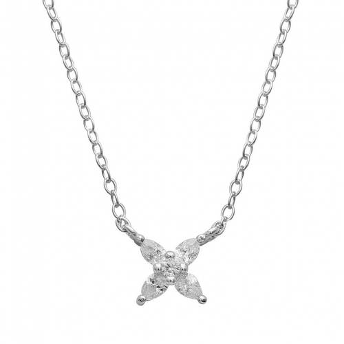 銀色 シルバー ネックレス 【 PRIMROSE STERLING SILVER PEAR CUBIC ZIRCONIA FLOWER NECKLACE / 】 ジュエリー アクセサリー レディースジュエリー ペンダント 16,992円