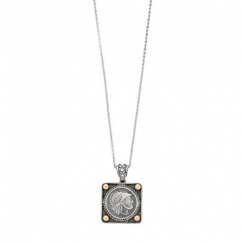 銀色 シルバー ゴールド コイン ネックレス & 【 UNBRANDED STERLING SILVER 14K GOLD OVER ROMAN COIN PENDANT NECKLACE / TWO TONE 】 ジュエリー アクセサリー レディースジュエリー ペンダント｜スニケス