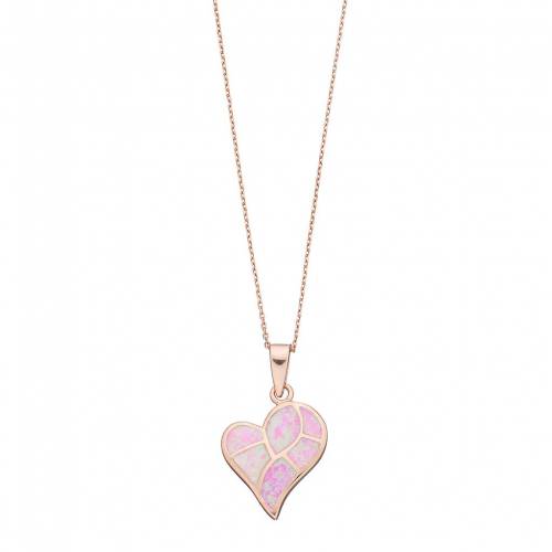 ローズ ゴールド 銀色 シルバー ピンク 【 UNBRANDED 14K ROSE GOLD OVER SILVER LAB-CREATED PINK OPAL HEART PENDANT / ROSE TONE 】 ジュエリー アクセサリー レディースジュエリー ネックレス ペンダント｜スニケス