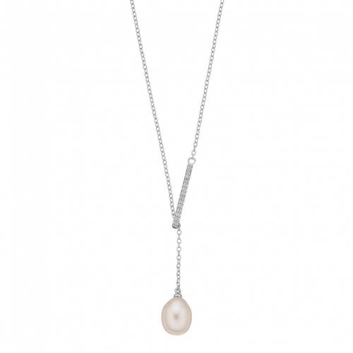 銀色 シルバー パール ネックレス & 【 UNBRANDED STERLING SILVER FRESHWATER CULTURED PEARL CUBIC ZIRCONIA LARIAT NECKLACE / 】 ジュエリー アクセサリー レディースジュエリー ペンダント｜スニケス