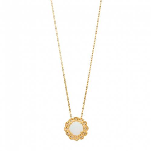 ゴールド 銀色 シルバー ダイヤモンド & 【 GEMMINDED 18K GOLD OVER SILVER LAB-CREATED OPAL DIAMOND ACCENT PENDANT / GOLD TONE 】 ジュエリー アクセサリー レディースジュエリー ネックレス ペンダント