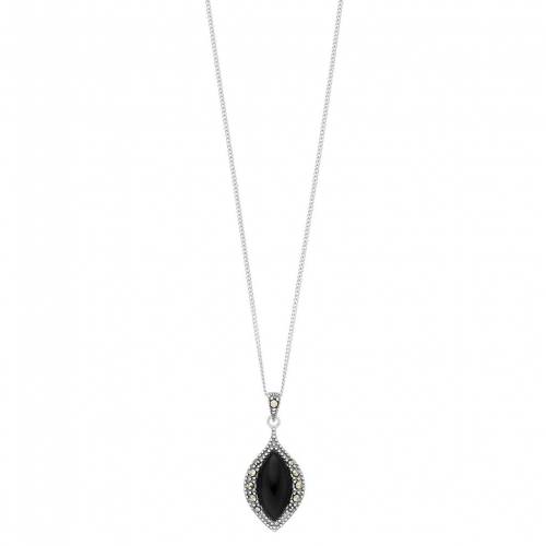 銀色 シルバー & 【 TORI HILL STERLING SILVER ONYX MARCASITE MARQUISE PENDANT / 】 ジュエリー アクセサリー レディースジュエリー ネックレス ペンダント