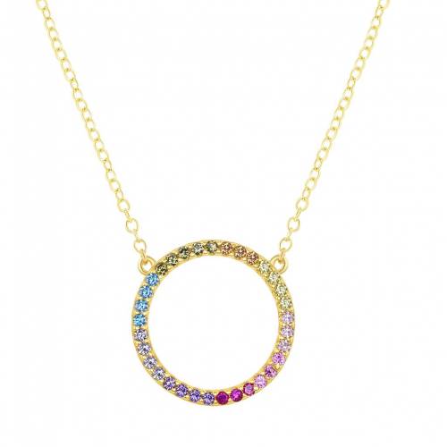 銀色 シルバー 虹色 レインボー ネックレス 【 UNBRANDED STERLING SILVER RAINBOW CUBIC ZIRCONIA ROUND NECKLACE / 】 ジュエリー アクセサリー レディースジュエリー ペンダント|スニケス