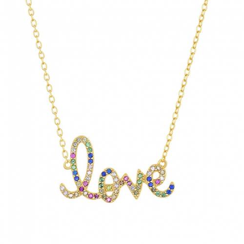 銀色 シルバー 虹色 レインボー ネックレス 【 UNBRANDED STERLING SILVER RAINBOW CUBIC ZIRCONIA LOVE NECKLACE / 】 ジュエリー アクセサリー レディースジュエリー ペンダント｜スニケス