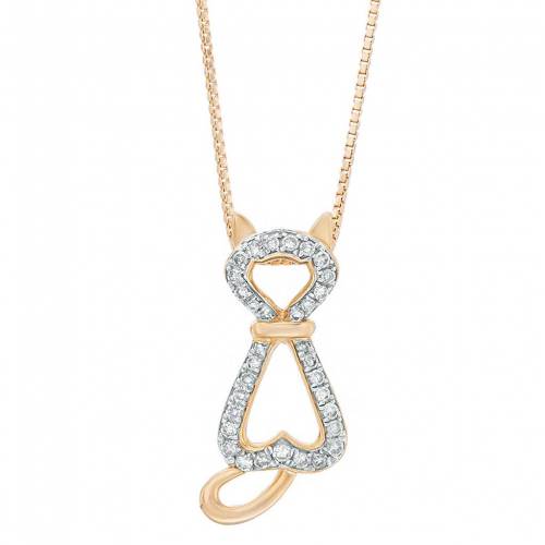 銀色 シルバー ダイヤモンド ネックレス T.W. 【 GEMMINDED STERLING SILVER 1/6 CARAT DIAMOND CAT PENDANT NECKLACE / 】 ジュエリー アクセサリー レディースジュエリー ペンダント
